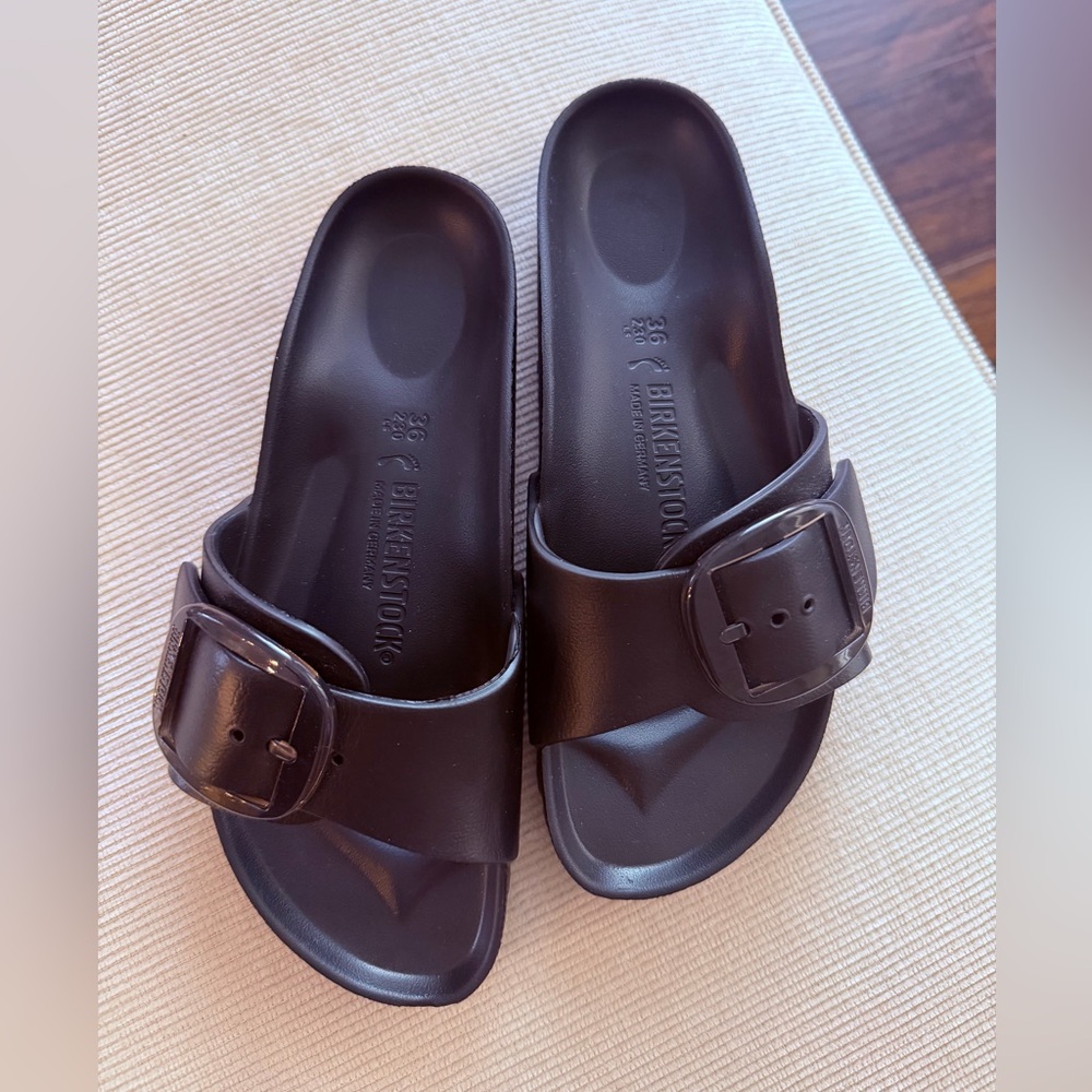 Birkenstock Black Buckle Slides
